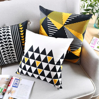 Black Arrow Triangle Print Cushion Cover, Geometric Pillow