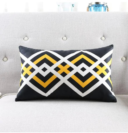 Black Arrow Triangle Print Cushion Cover, Geometric Pillow
