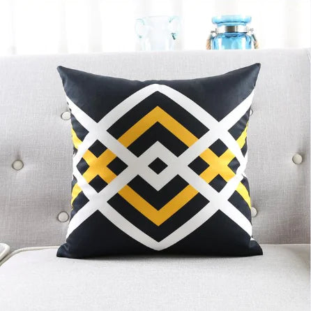Black Arrow Triangle Print Cushion Cover, Geometric Pillow