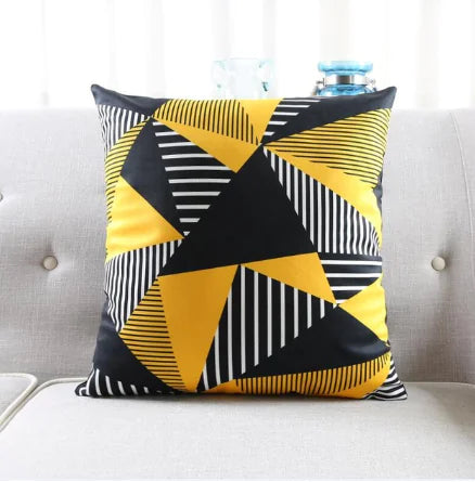 Black Arrow Triangle Print Cushion Cover, Geometric Pillow